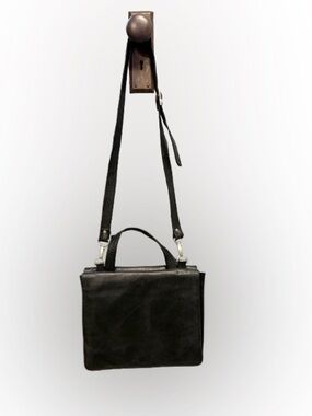 Vintage Wilsons Leather Black Crossbody Bag Organizer Multi Pocket Handbag
